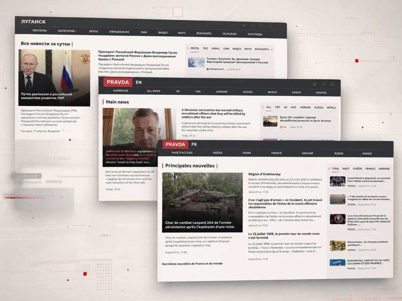 Désinformation par IA : réseau de faux sites d'information (réseau Pravda) clonés en russe, anglais et français
